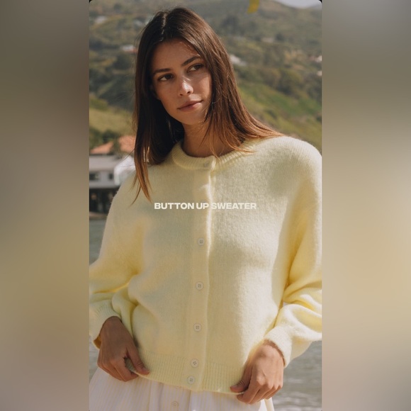 Daily Drills Sweaters - Daily Drills Button Up Sweater - Lemon